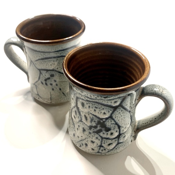 Set of two Blue & Brown Ceramic Mugs - Picture 1 of 8